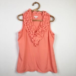 New York & Co. pink ruffle collar tank Large